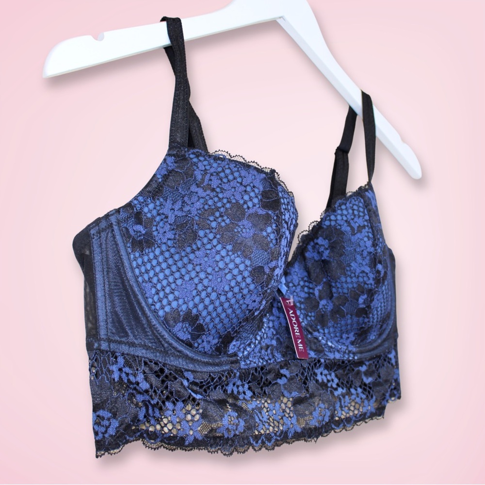 Adore Me Blue Lace Bra - Picture 3 of 9